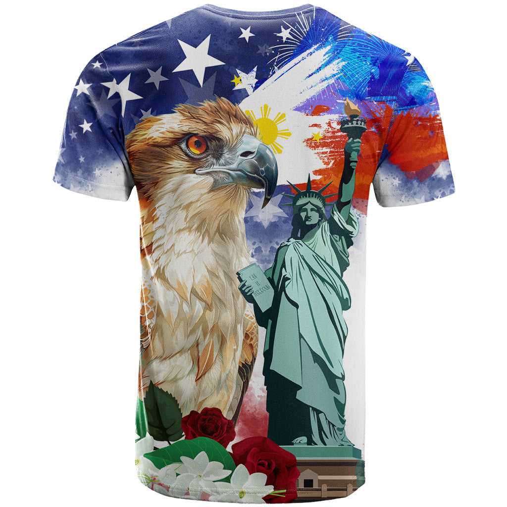 Philippines and American Together T-Shirt Filipino Eagle and Statue of Liberty Graphic Tee