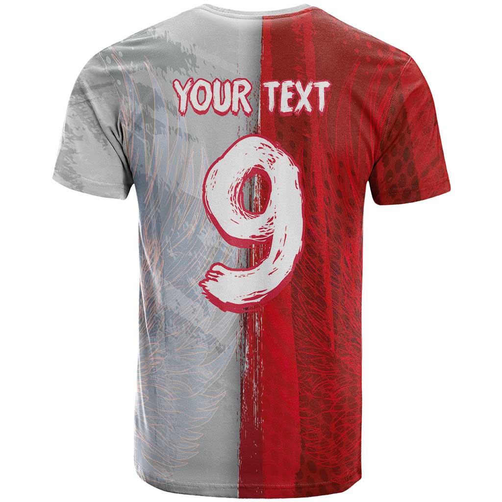 Custom Polish Football T-Shirt Eagle Wings Grunge Sporty Half Style Graphic Tee