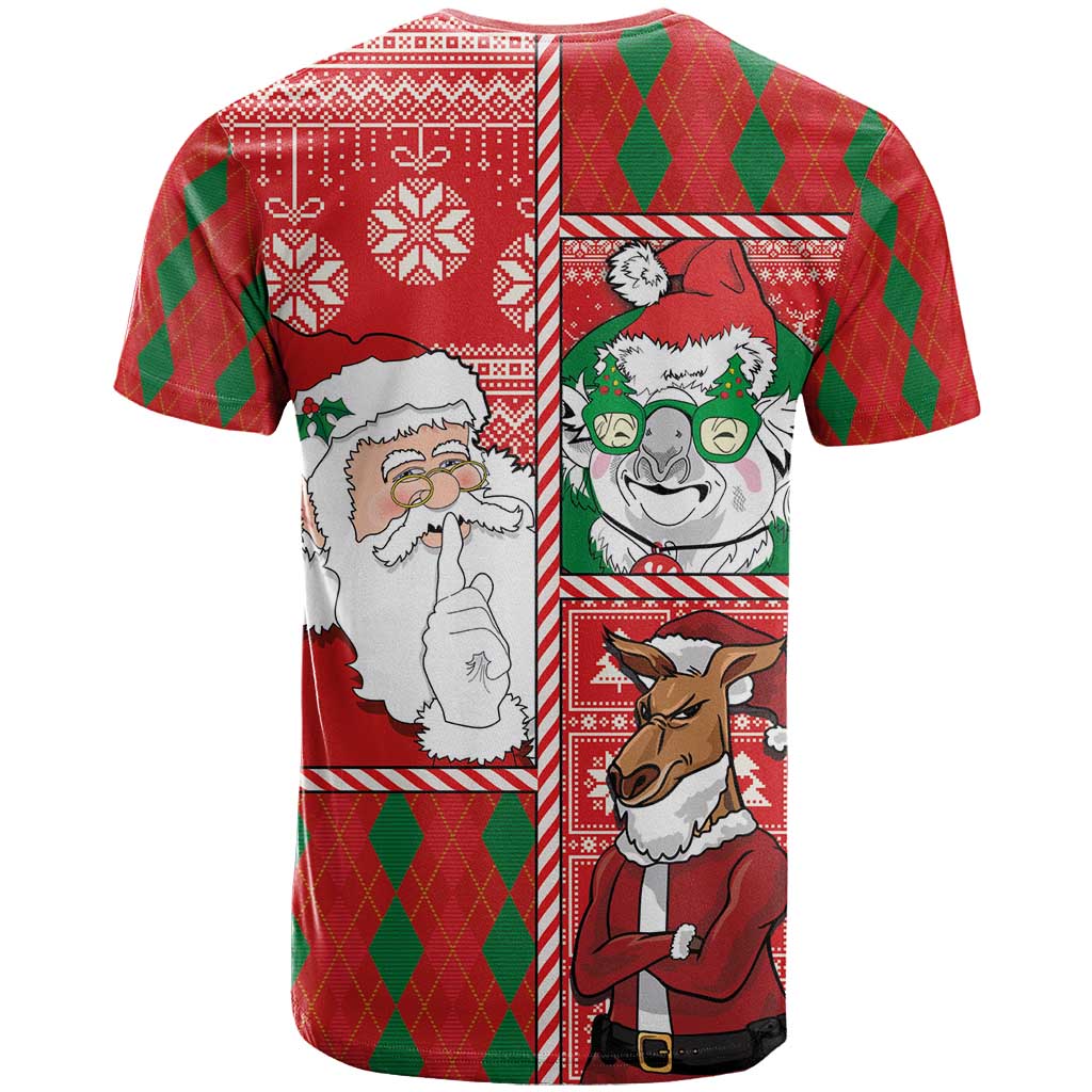Australian Christmas T-Shirt - Santa Koala Kangaroo and Holiday Cheer Graphic Tee