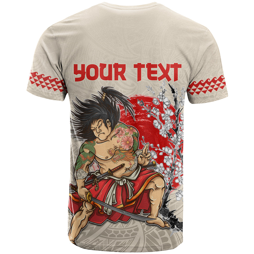 Personalised Japanese Culture Hawaii Style T-Shirt Japanese Samurai with Hawaiian Pattern Graphic Tee