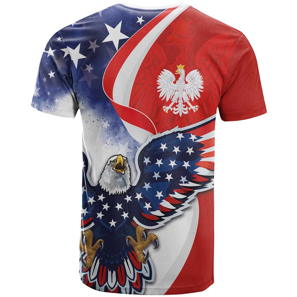 Polish American Heritage Month T-Shirt USA Eagle and Poland Eagle with National Flag Graphic Tee