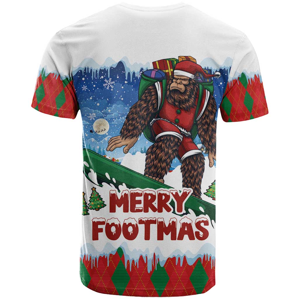Christmas Bigfoot Ride Snowboard T-Shirt Merry Footmas Xmas Style Graphic Tee