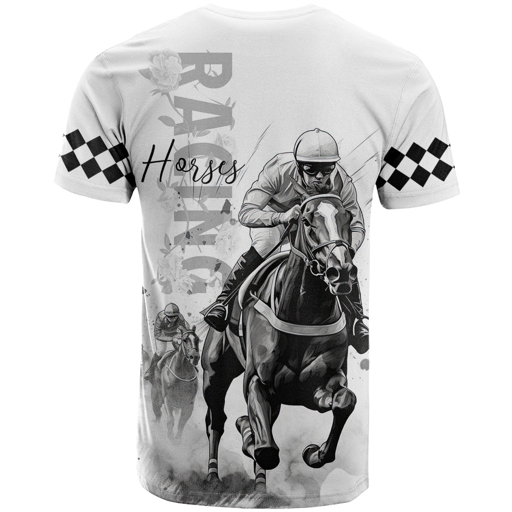 Kentucky Horses Racing T-Shirt Jockey Drawing Style Graphic Tee