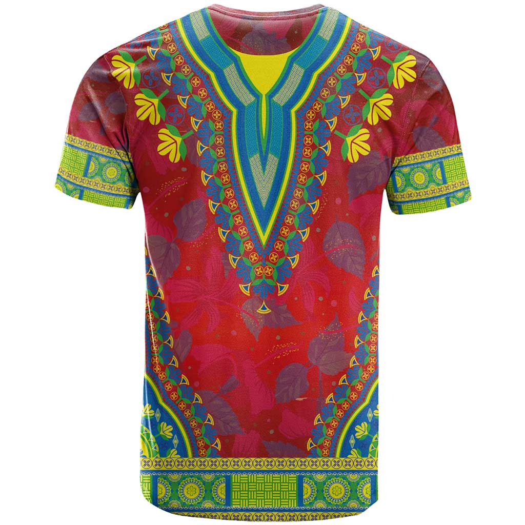 Haiti Choeblack Dashiki Style T-Shirt Red Color Graphic Tee