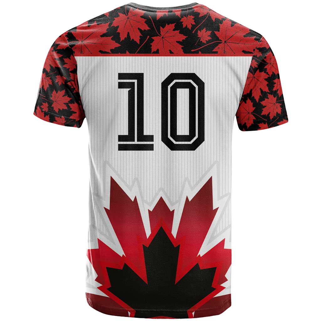 Custom Canadian Rugby T-Shirt Maple Leaves Sporty Art Style White Color Graphic Tee