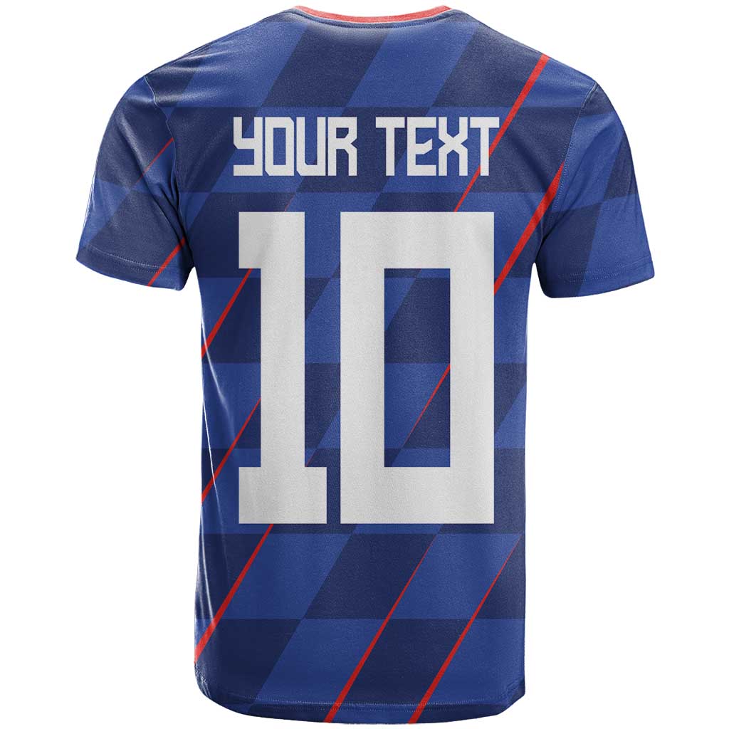 Custom Croatia National Football T-Shirt The Checkered Blue Version Graphic Tee