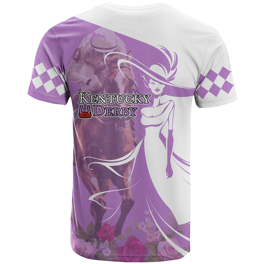 Kentucky Racing Horses Derby Hat Girl T-Shirt Purple Color Graphic Tee