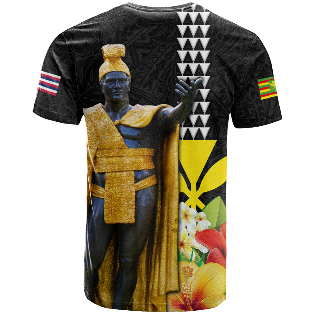 Hawaii King Kamehameha Day T-Shirt Kanaka Maoli Hibiscus Flower and Kakau Pattern Graphic Tee