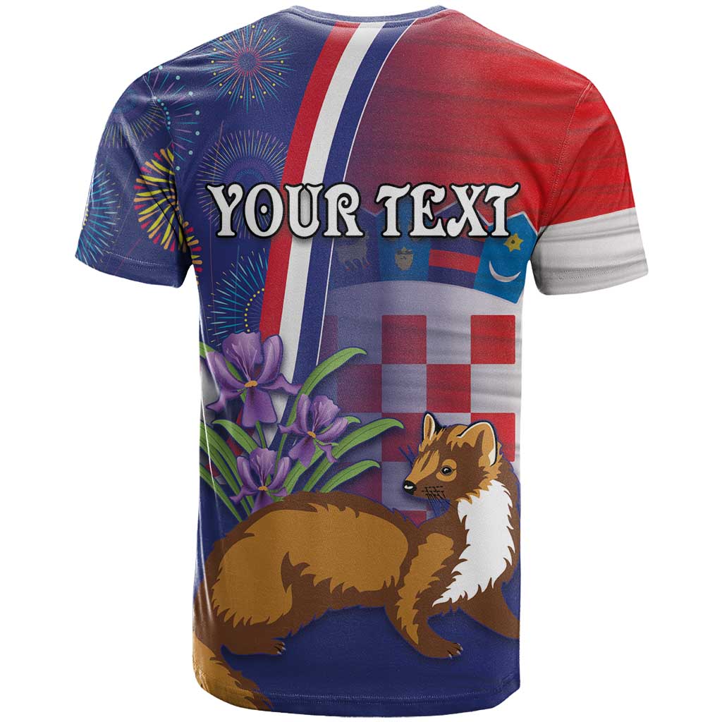 Personalised Croatia Independence Day T-Shirt Sretan Dan nezavisnosti With Kuna Zlatica and Perunika Graphic Tee