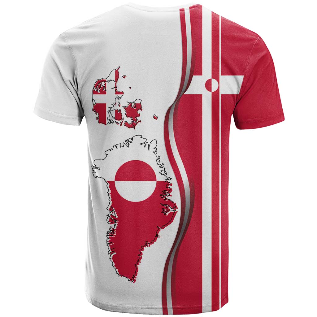 Greenland and Denmark Together T-Shirt National Country Map and Flag Style Graphic Tee