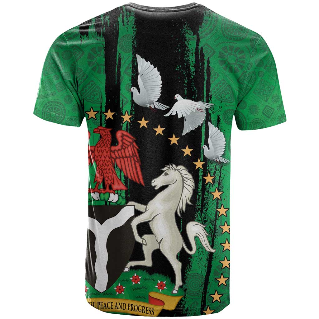 Nigeria Independence Day T-Shirt National Seal with Peace Dove African Pattern Graphic Tee