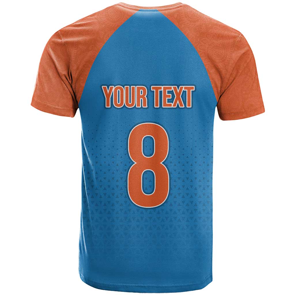 Custom India Cricket Mix Paisley Pattern T-Shirt Graphic Tee