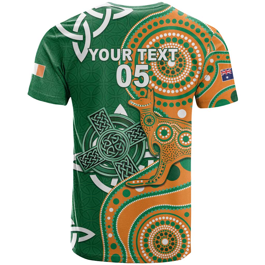 Australia And Ireland Rugby Custom T-Shirt Walllabies And Shamrock Together Graphic Tee