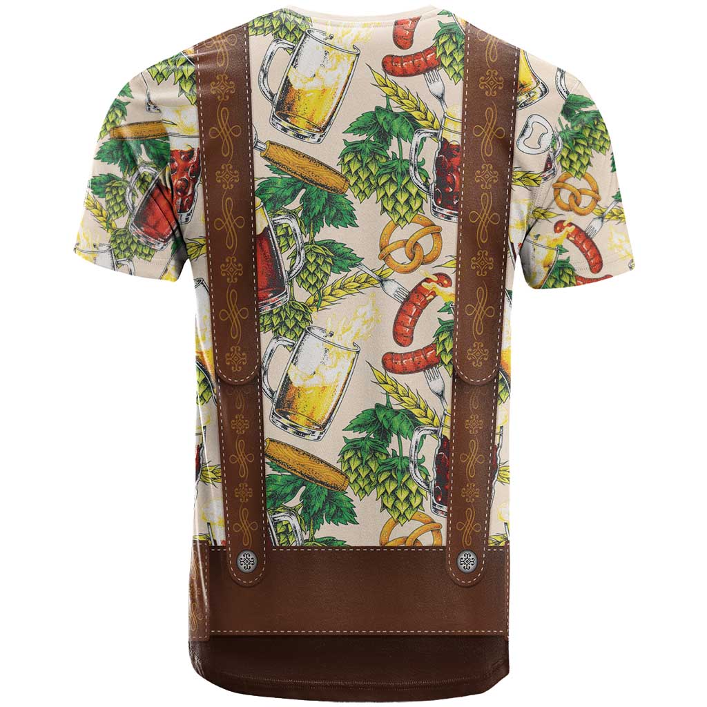 Oktoberfest Lederhosen Costume T-Shirt Food And Drink Pattern Graphic Tee