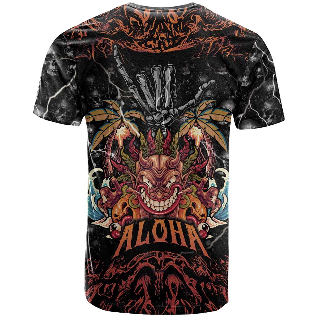Aloha Halloween T-Shirt Horror Tiki Heavy Metal Style Graphic Tee