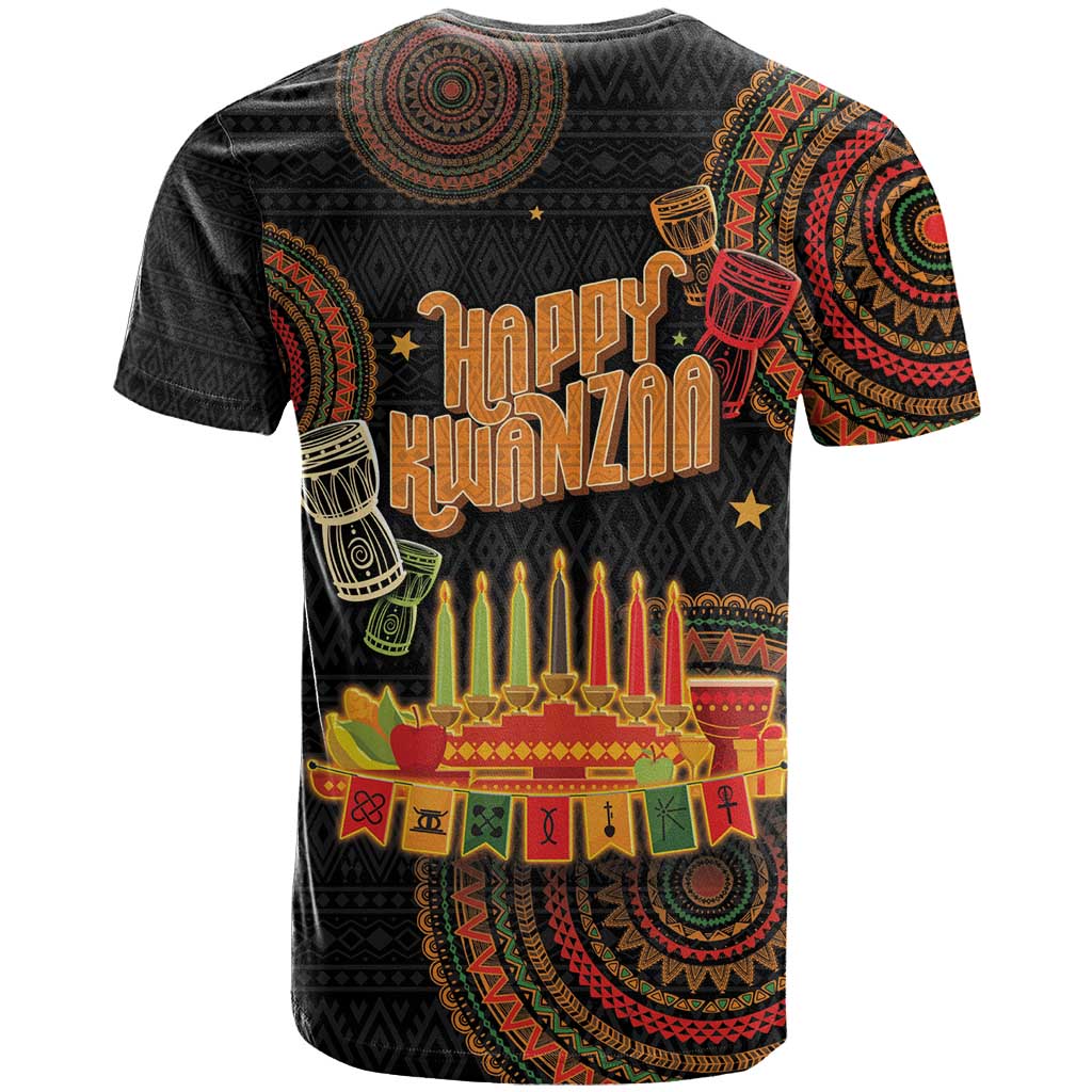 Kwanzaa Kinara Candles T-Shirt African Tribal Pattern Graphic Tee
