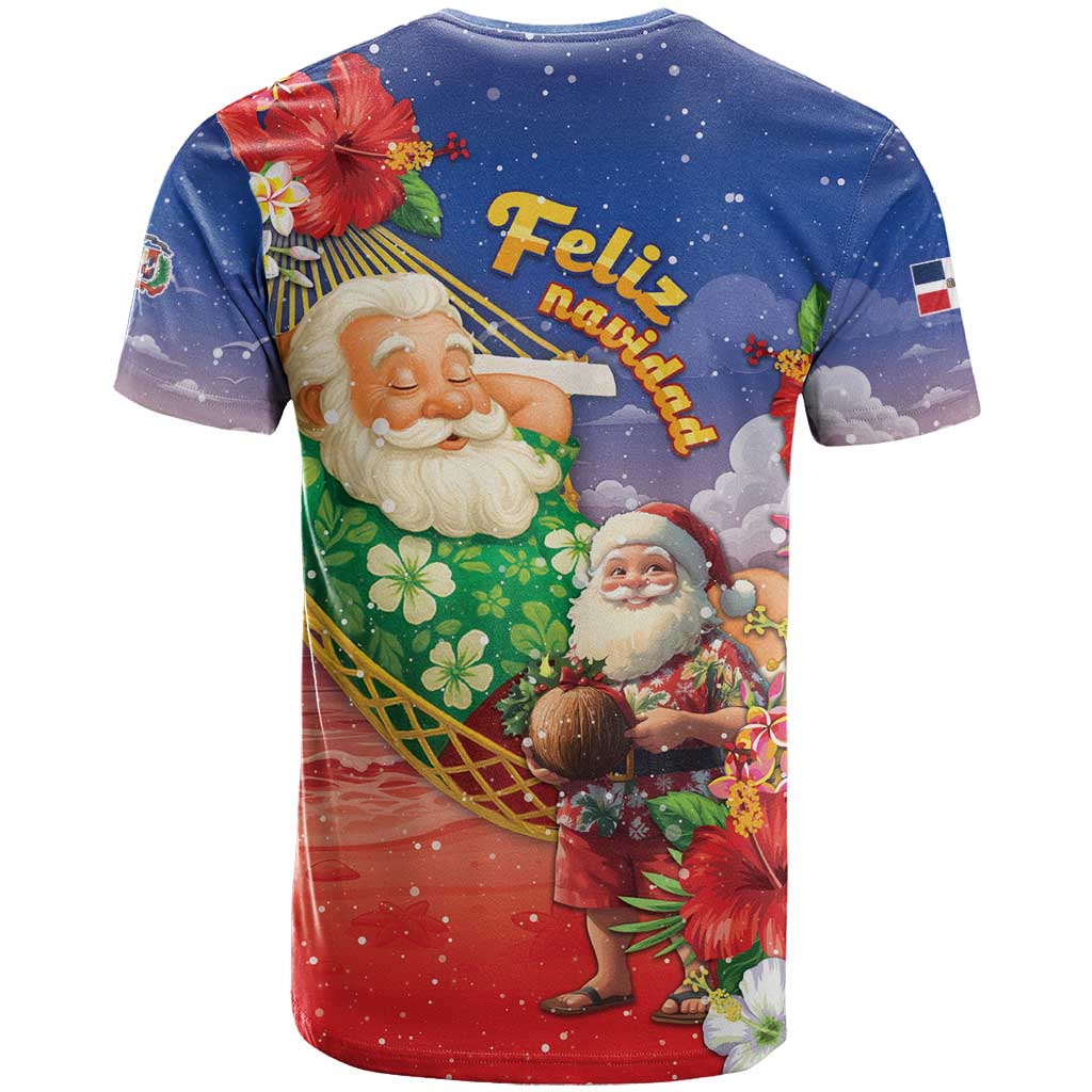 Dominican Republic Christmas T-Shirt Santa Relaxing On The Beach Graphic Tee