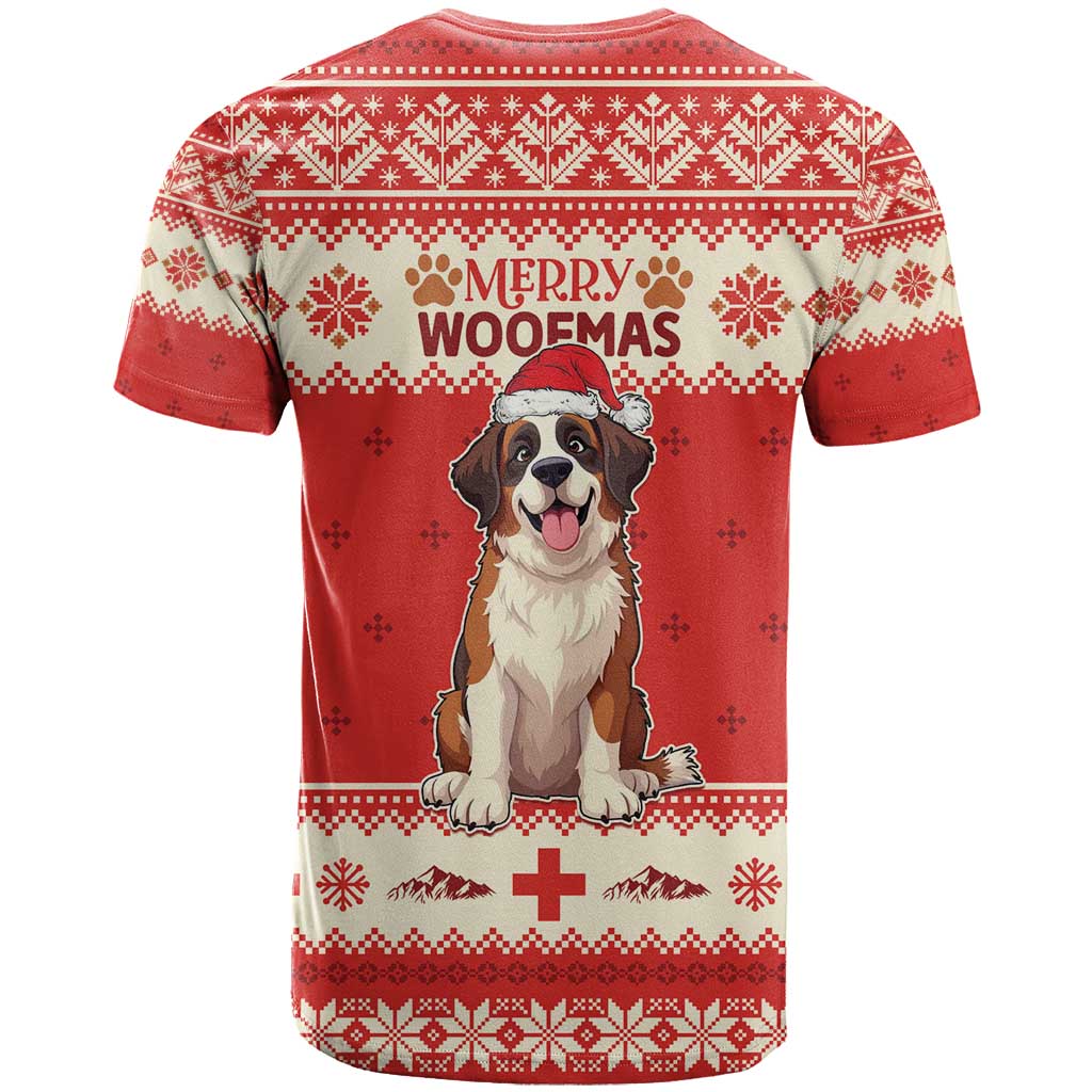 Switzerland Christmas T-Shirt Cute Saint Bernard Merry Woofmas Graphic Tee