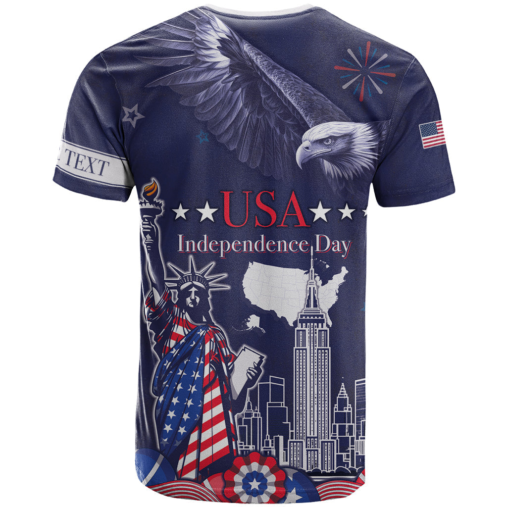 Personalised United States Independence Day T-Shirt Freedom 4th Of July Navy Version Graphic Tee