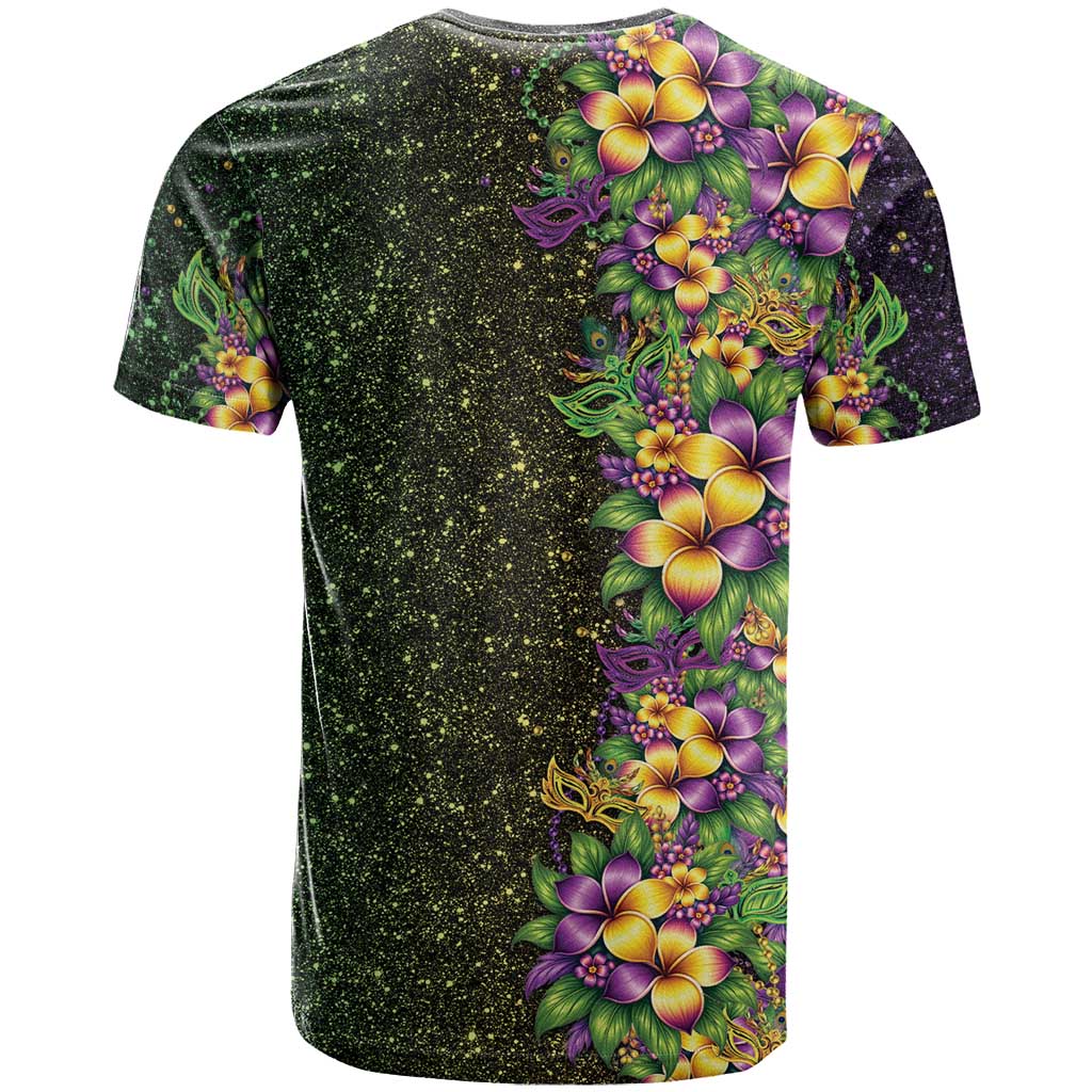Hawaii Mardi Gras T-Shirt Tropical Flowers Glitter Style Graphic Tee