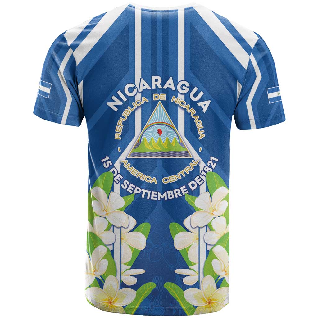 Nicaragua Independence Day 1821 T-Shirt Coat Of Arms With Plumeria Graphic Tee