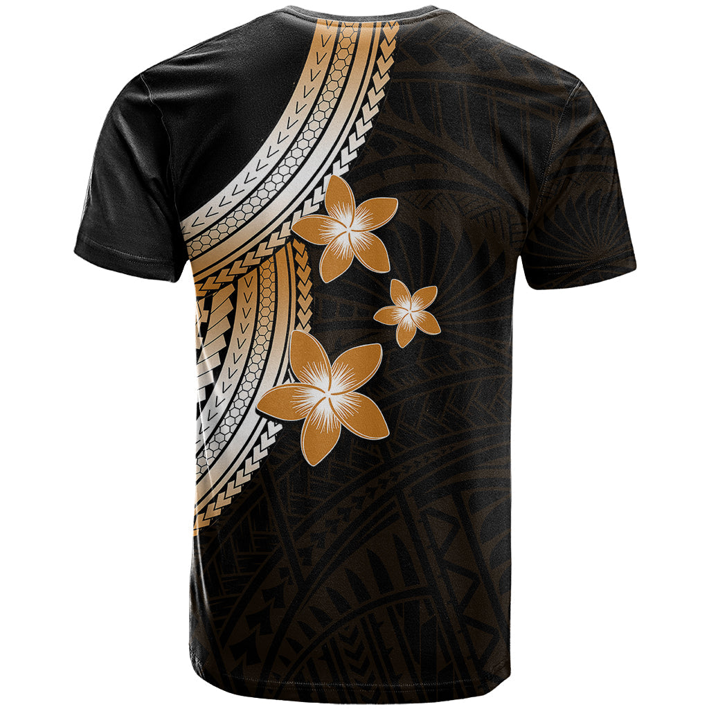 Polynesian T-Shirt With Plumeria Flower Gold Graphic Tee
