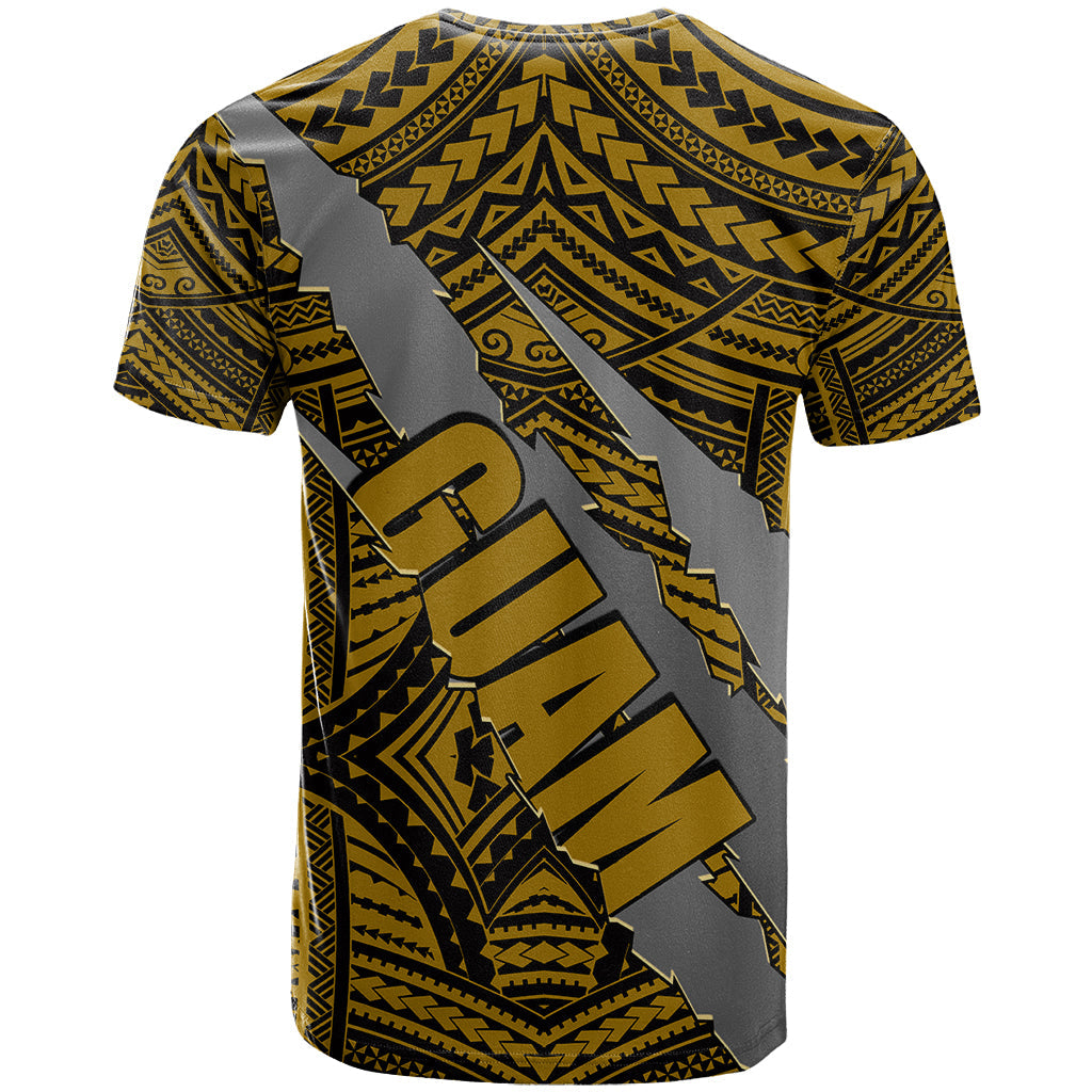 Polynesian Guam T-Shirt with Coat Of Arms Claws Style - Gold Graphic Tee