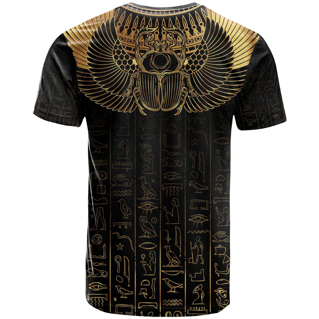 Ancient Egypt Scarab T-Shirt Black Gold Graphic Tee