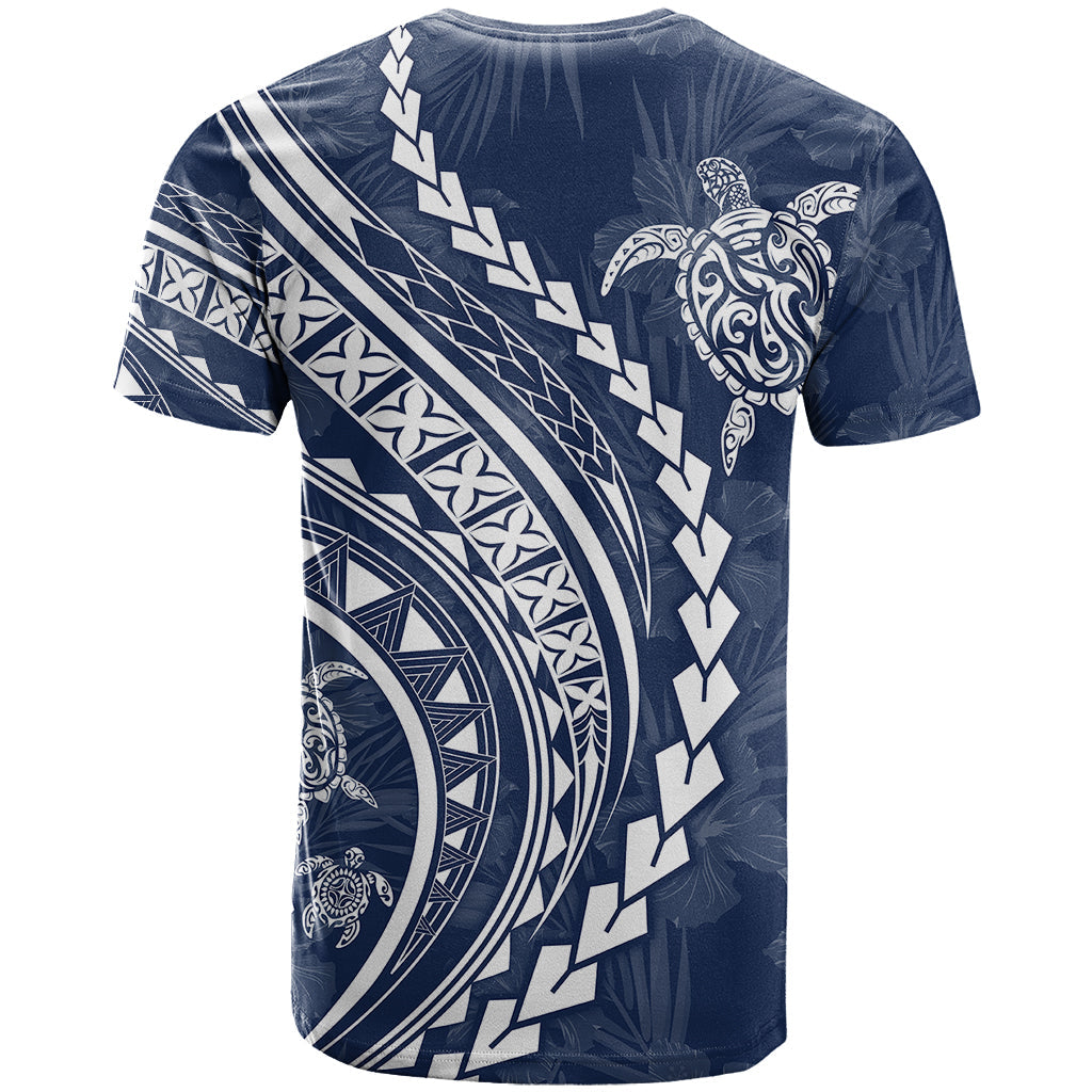Polynesian Pride T-Shirt Turtle Hibiscus Luxury Style - Navy Graphic Tee
