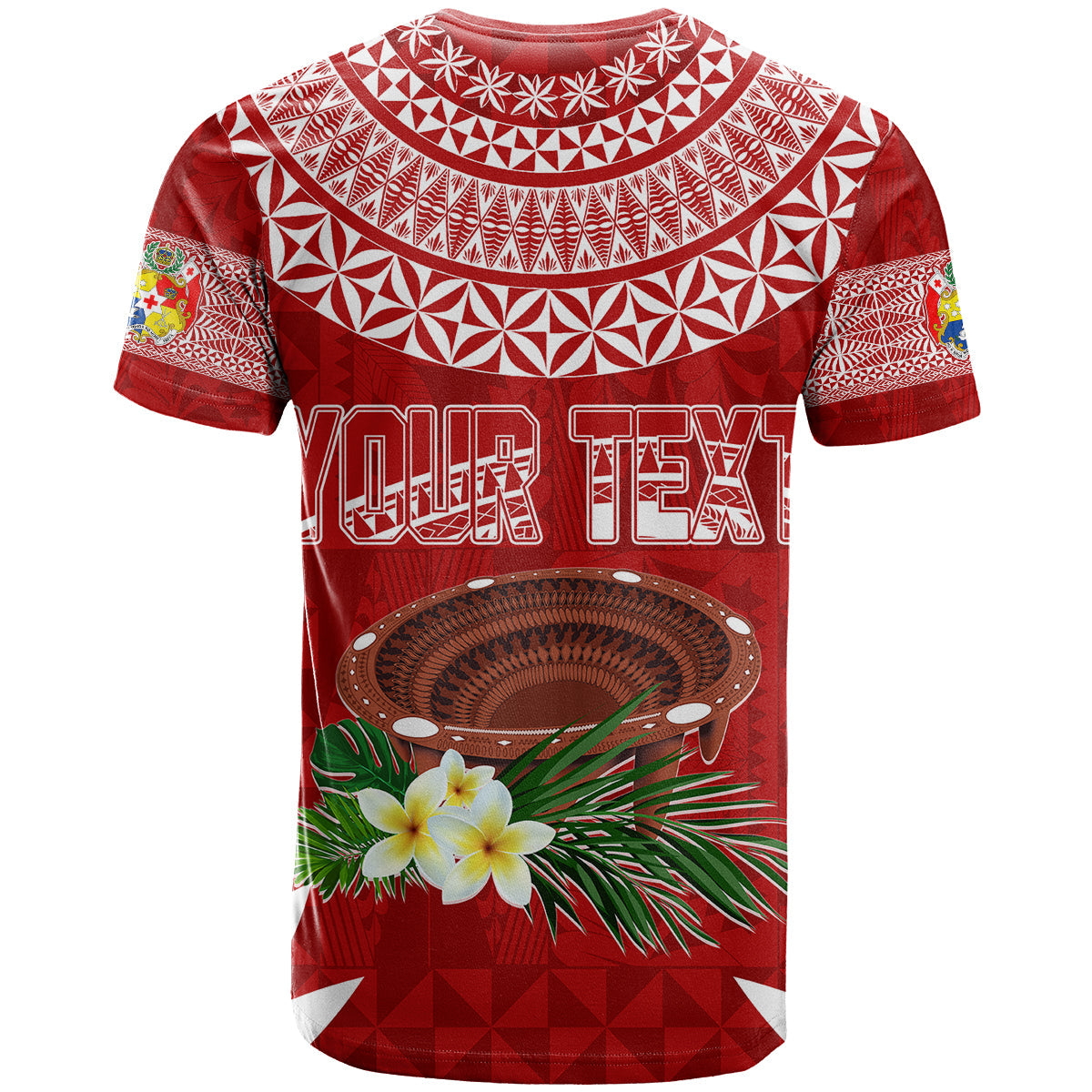 Personalised Tonga Independence Day T-Shirt Kumete Kava Bowl With Plumeria Graphic Tee