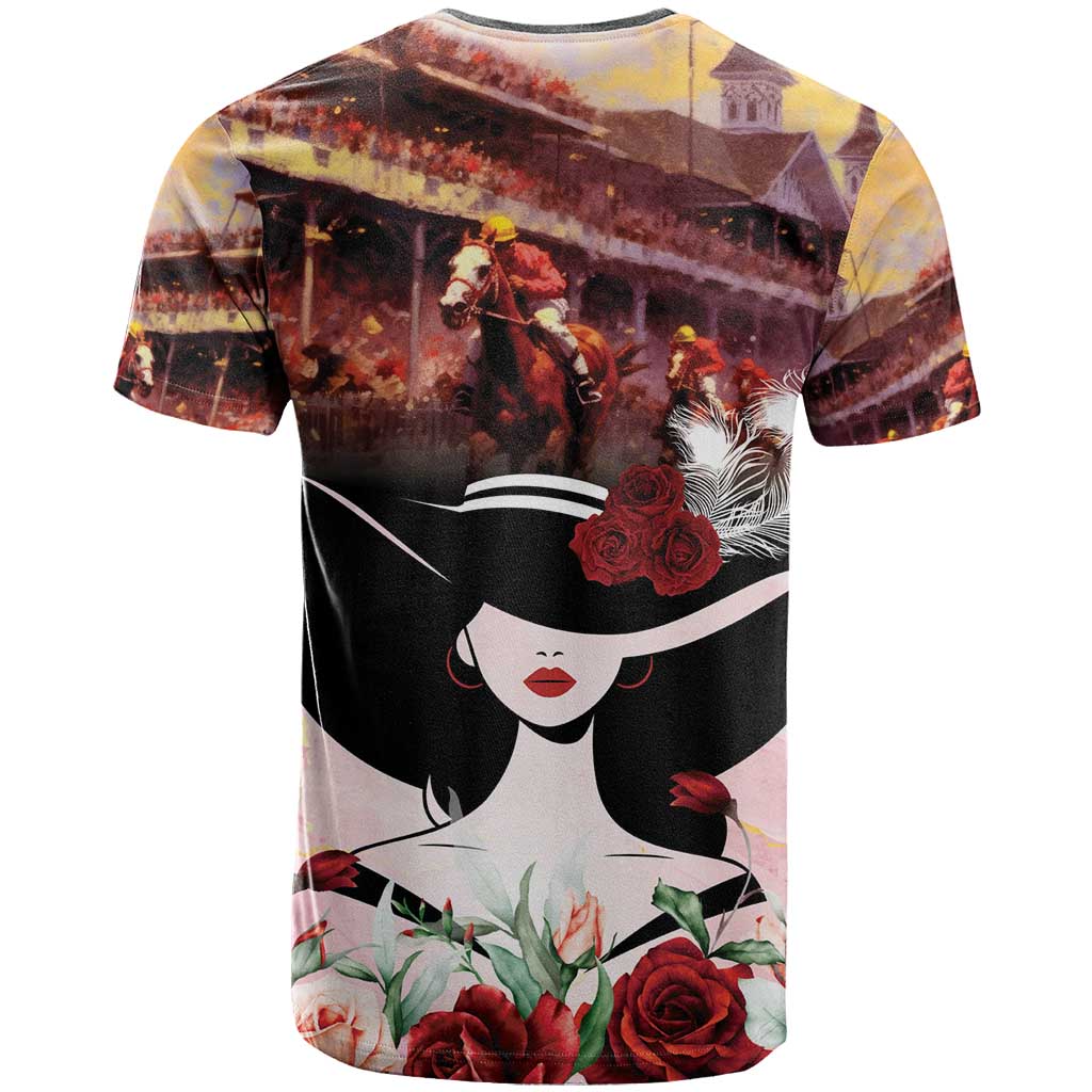 Kentucky Horse Racing T-Shirt Derby Girl - Marble Roses Graphic Tee