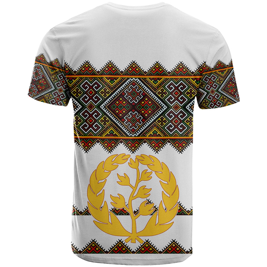 Eritrea T-Shirt Tilet Mix Eritrean Cross White Graphic Tee