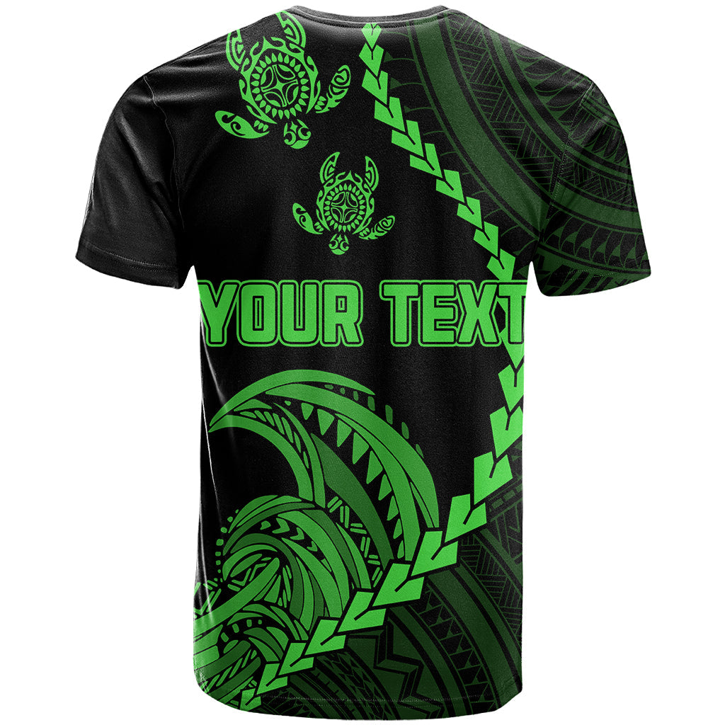 Personalised Guam T-Shirt Tribal Turtles Curves Style - Green Graphic Tee
