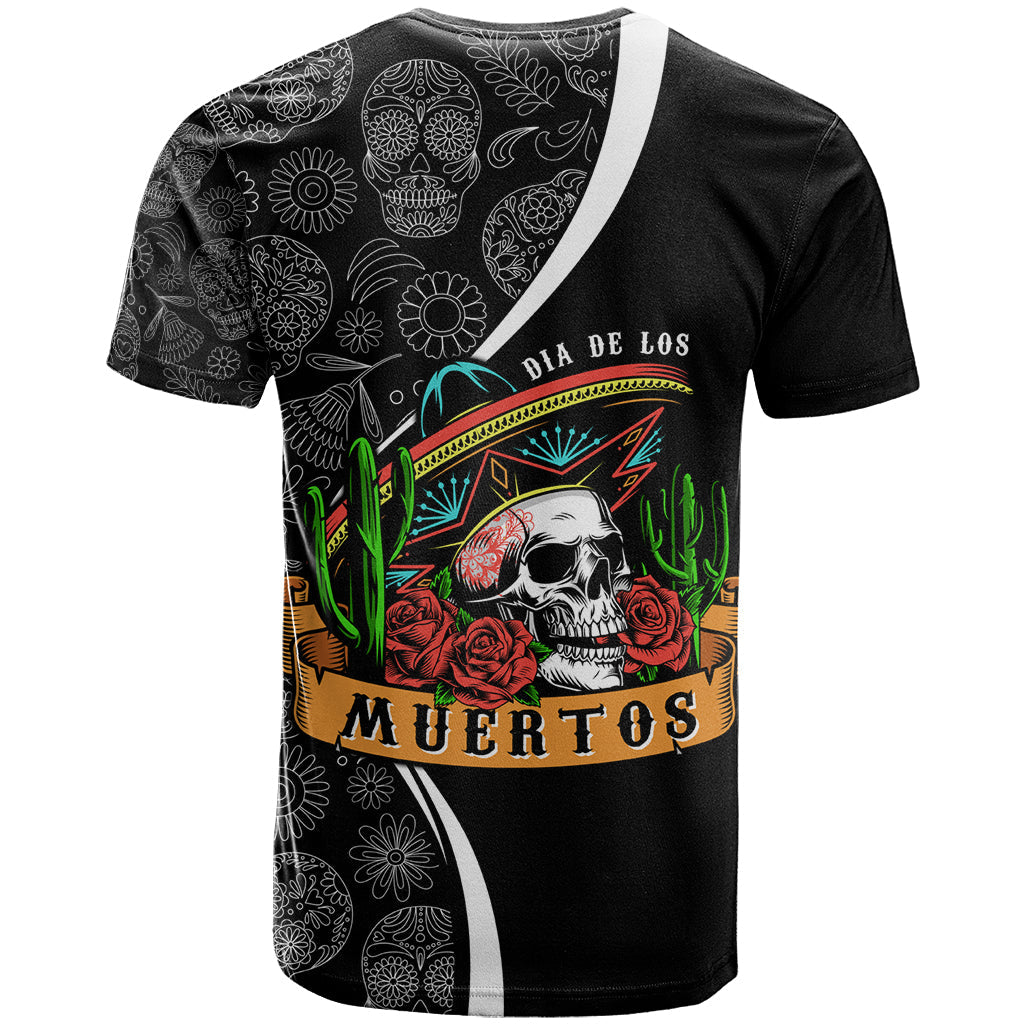 Mexico Day Of The Dead T-Shirt Sombrero Sugar Skull With Roses Graphic Tee