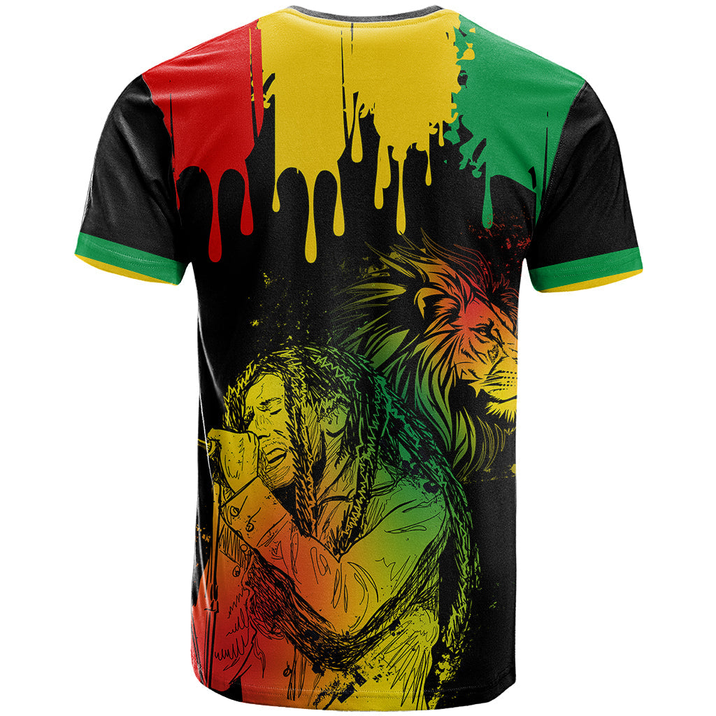 Jamaica Reggae T-Shirt Legend Bob Sketch Style One Love Graphic Tee