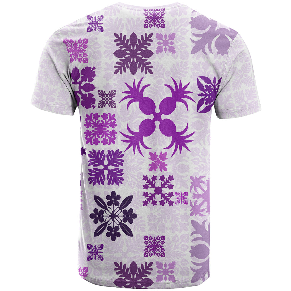 Vintage Hawaii T-Shirt Hawaiian Quilt Kapa Mismatch Purple Graphic Tee