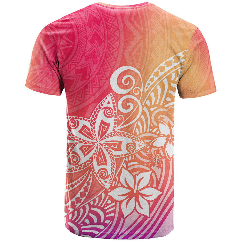 Polynesia T-Shirt Plumeria Pink Gradient Curves Graphic Tee