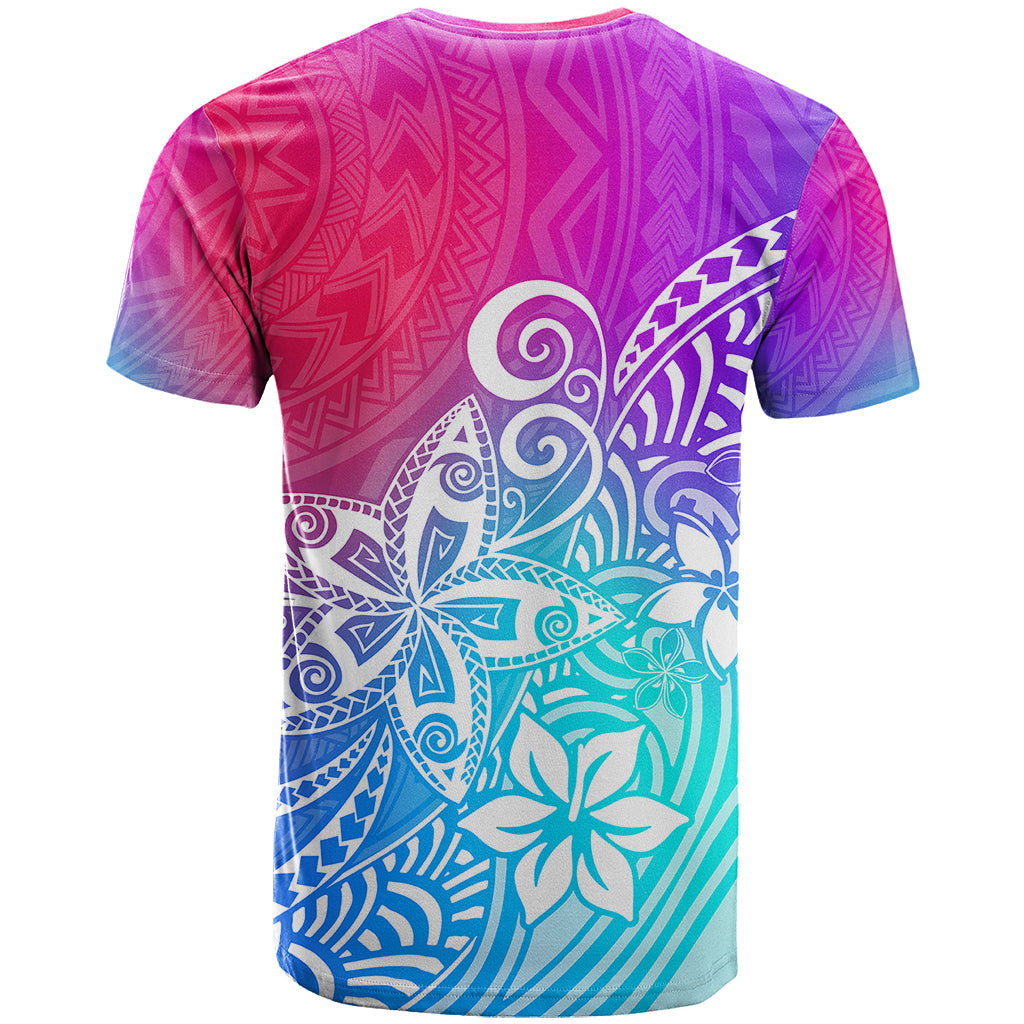 Polynesia T-Shirt Plumeria Galaxy Gradient Curves Graphic Tee