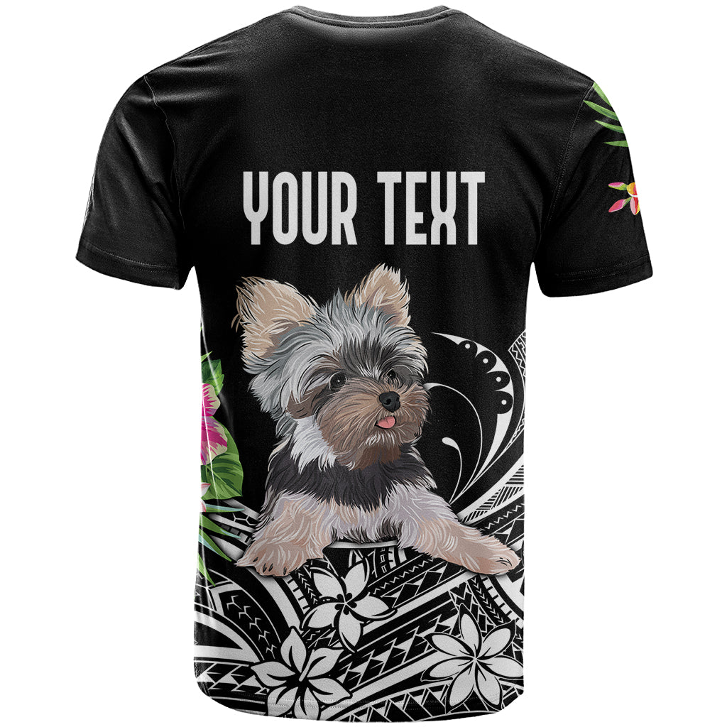 Personalised Polynesian T-Shirt With Yorkshire Terrier Floral Style Graphic Tee