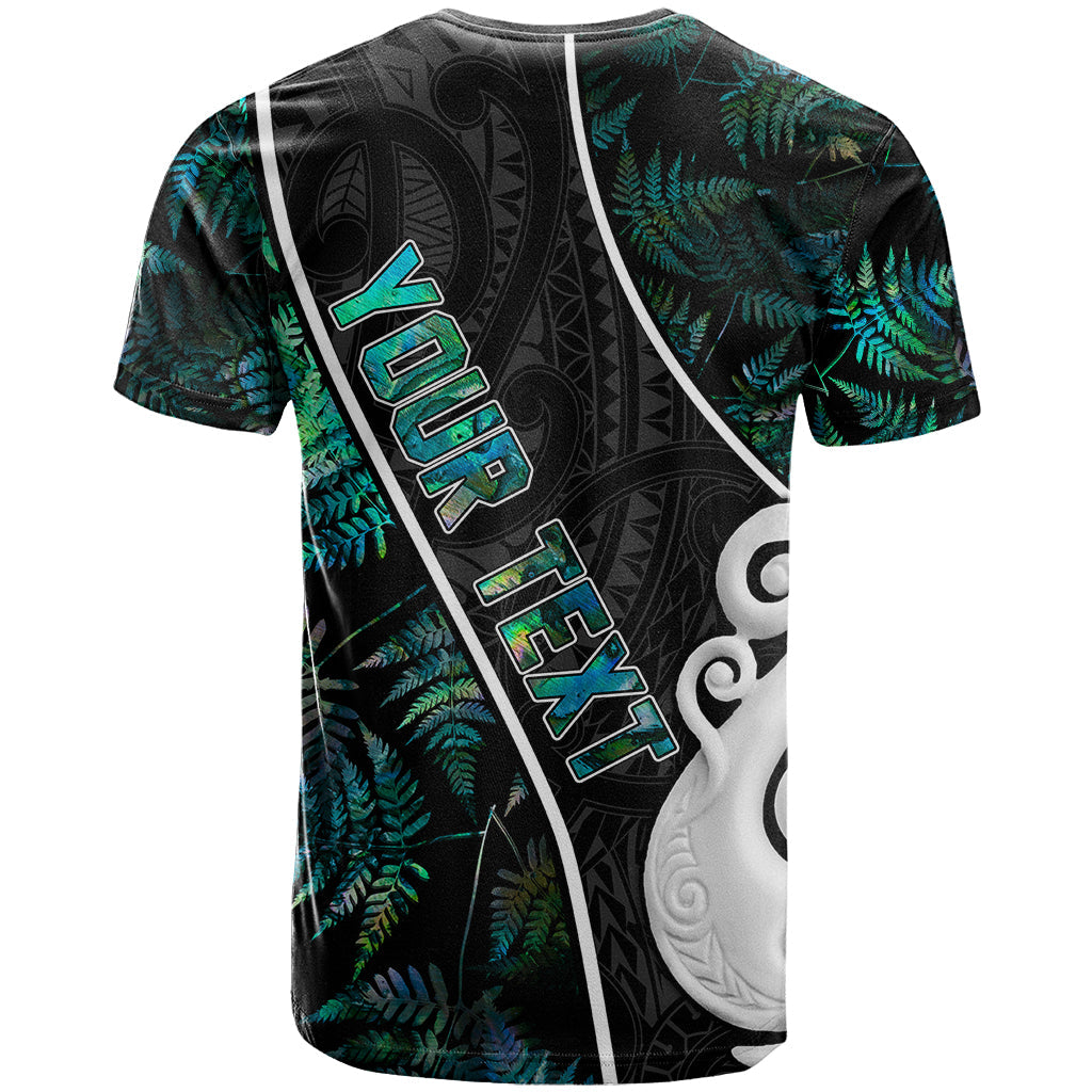 Personalised New Zealand T-Shirt Paua Shell Maori Manaia with Silver Ferns Graphic Tee
