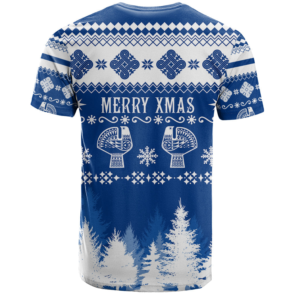 Finland Christmas Hannunvaakuna Tattoo T-Shirt Hyvaa Joulua - Flag Color Graphic Tee