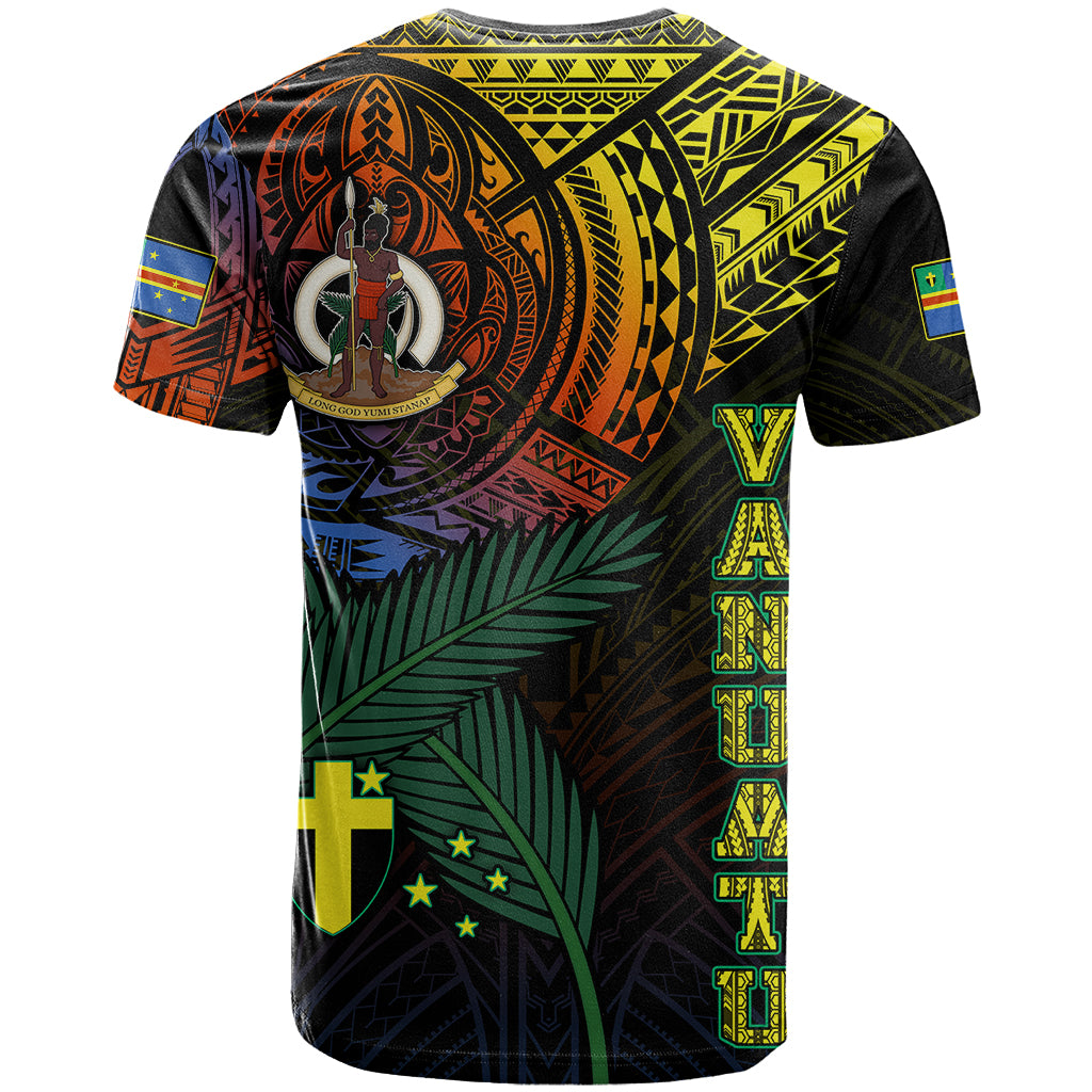 Personalised Vanuatu T-Shirt Turtle Chest Tattoo Flag Color Tafea Graphic Tee