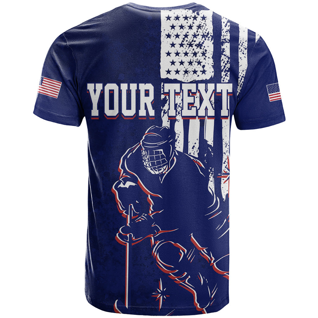 Personalised USA Ice Hockey T-Shirt Flag Grunge Style Graphic Tee