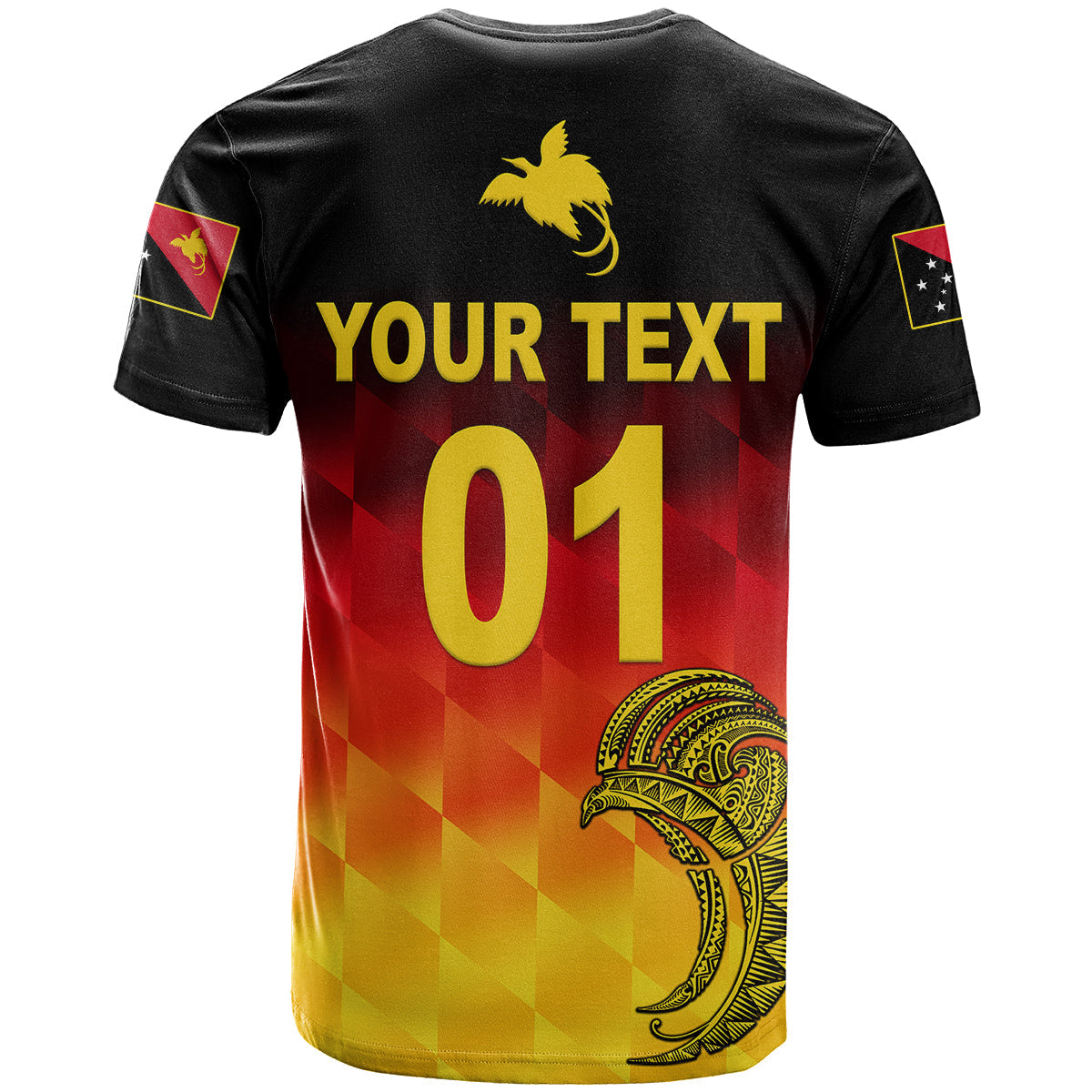 Custom Papua New Guinea Barramundis Cricket T-Shirt Birds Of Paradise Paradisaea Raggiana Original Gradient Flag Vibes Graphic Tee