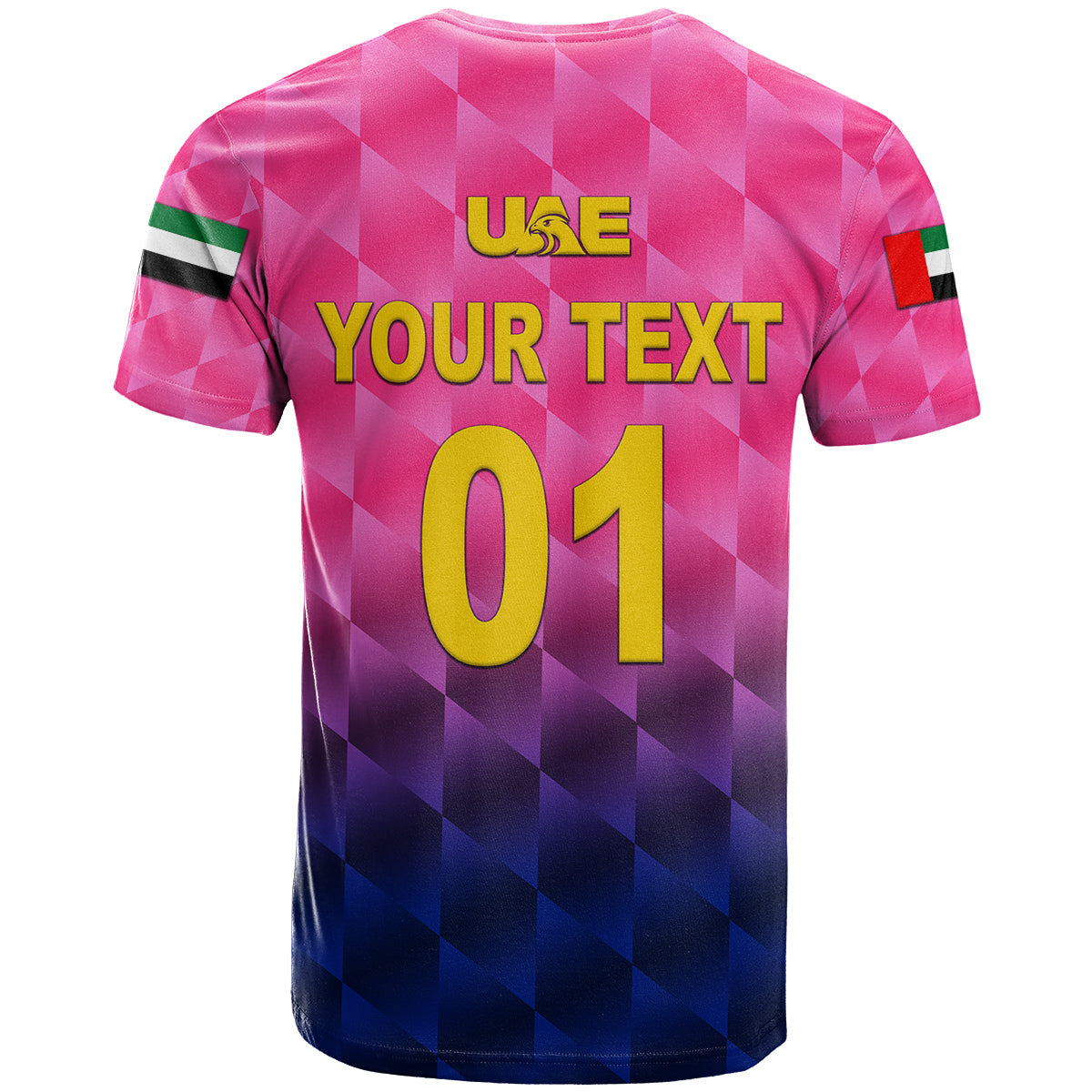 Custom United Arab Emirates UAE Cricket T-Shirt Falcon Unique Pink Graphic Tee