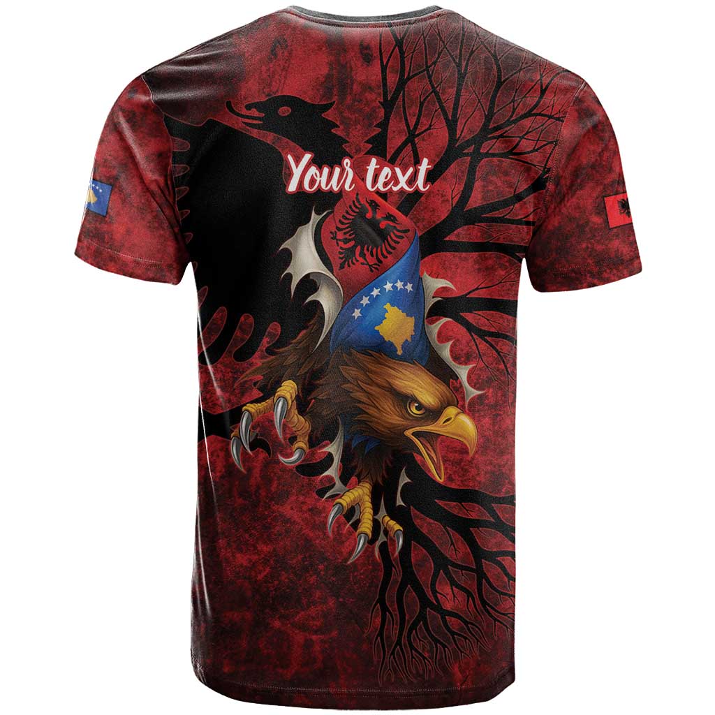 Personalized Kosova Albanian Roots T-Shirt Kosova Albanian Eagle Flag Graphic Tee