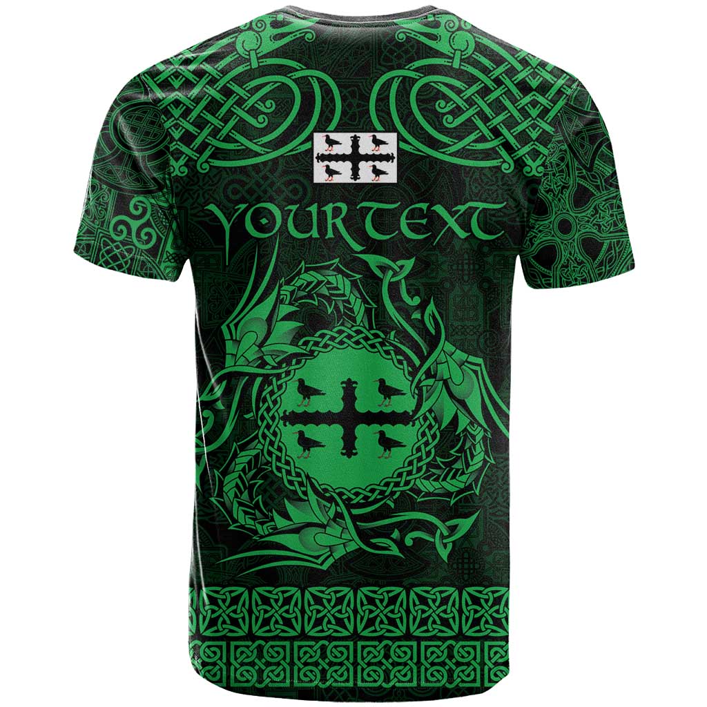 Personalized Flintshire Sir y Fflint T-Shirt Green Four Choughs Celtic-inspired Graphic Tee