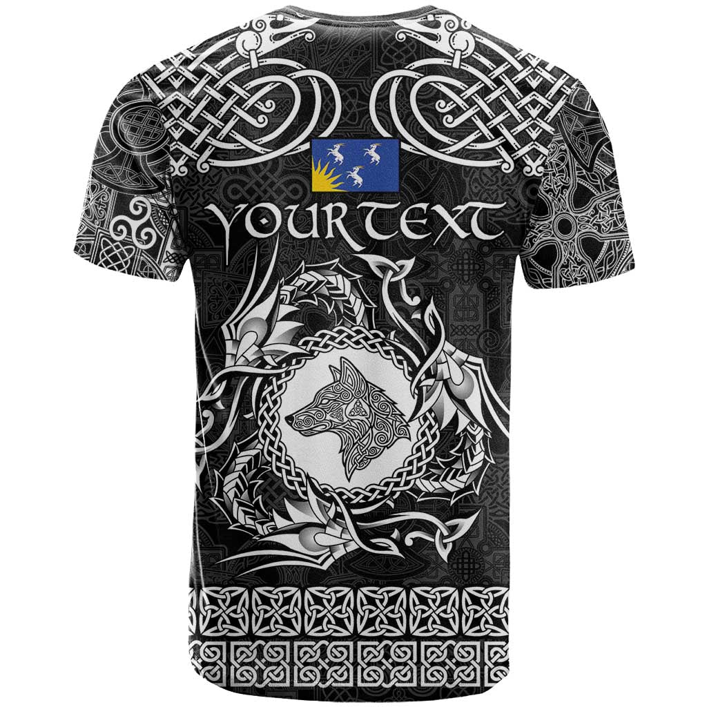 Personalized Merionethshire Meirionnydd T-Shirt Black Wolf Celtic-inspired Graphic Tee