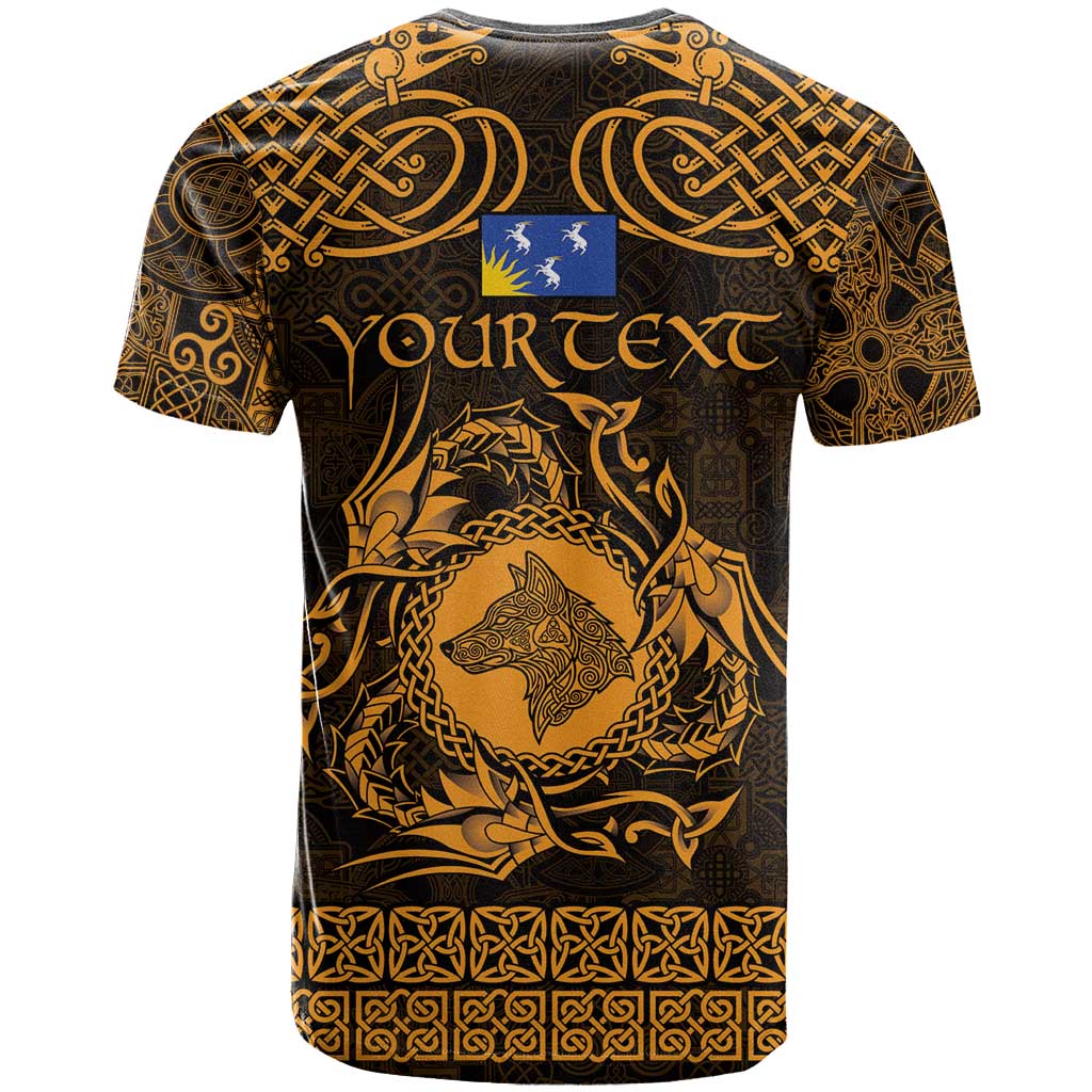 Personalized Merionethshire Meirionnydd T-Shirt Gold Wolf Celtic-inspired Graphic Tee
