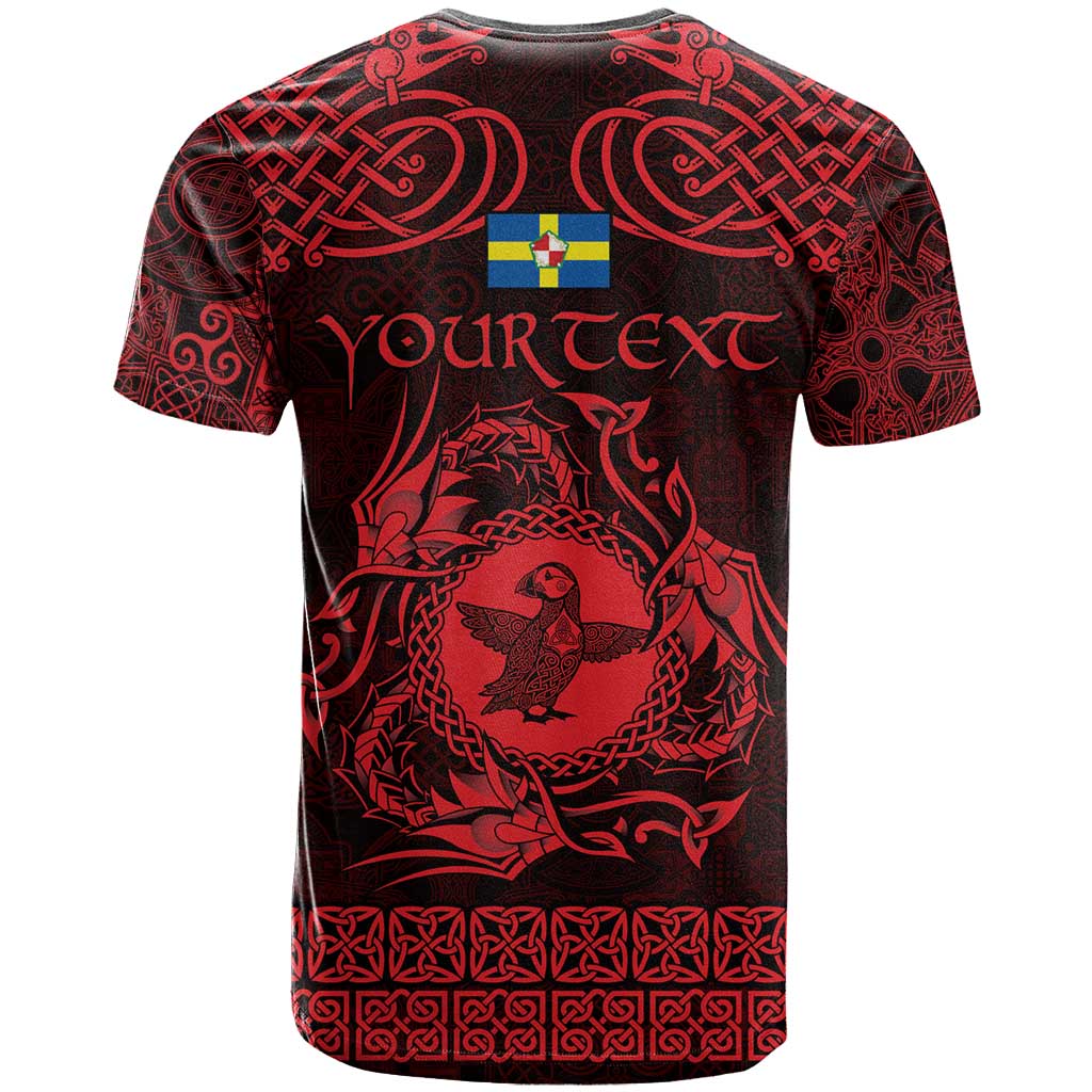 Personalized Pembrokeshire Sir Benfro T-Shirt Red Puffin Celtic-inspired Graphic Tee